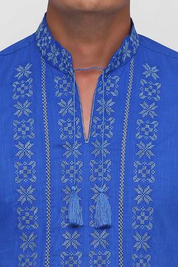Рубашка синяя мужская вышитая крестиком (M-403-47), 46