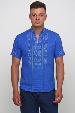 Рубашка синяя мужская вышитая крестиком (M-403-47), 46