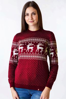 Рождественские красные семейные свитшоты с оленями (FM-0123), шерсть, акрил