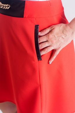 Спідниця-дзвіночок зі шкіряною вставкою "Ксюша" червоного кольору для жінок (SZ-0021), 40