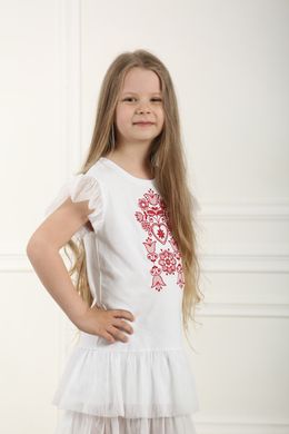 Вишите трикотажне плаття біле для дівчинки Ніжність (PLd-151-100-Tr), 110, трикотаж