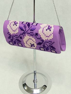 Яскравий фіолетовий клатч із домотканого полотна з українською вишивкою "Чарівність" для жінок (KL-011-066)