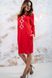 Трикотажное платье "Звёздное" красного цвета с вышивкой для женщин (PL-007-149-Tr-red), 42