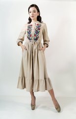 Вишита елегантна бежева сукня Шепіт кольору для жінок (Pl-048-088), 42