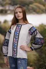 Женская вышитая блуза с длинными рукавами (B-053-01), 40, тиар