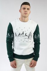 Різдвяний зелений світшот для чоловіків з оленями (UKRS-9919), S, трикотаж