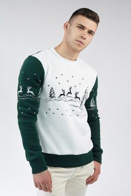 Різдвяний зелений світшот для чоловіків з оленями (UKRS-9919), S, трикотаж
