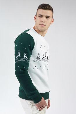 Рождественский зеленый свитшот для мужчин с оленями (UKRS-9919), S, трикотаж