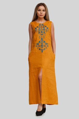Жіноча вишита сукня без рукава Gold 2 UKR-4176, 44, льон