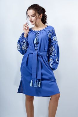 Модное вышитое платье с цветочным узором "Обаяние" цвета электрик для женщин (PL-045-066-D-ekt), 40