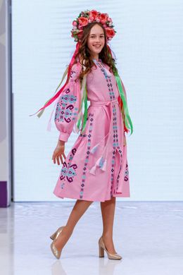 Вышитое платье розового цвета для девочки "Красота" (PLd-120-179-L), 152