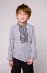 Вышиванка для мальчика "Подольская" серая с длинным рукавом (LS-95432170-92), 92, хлопок