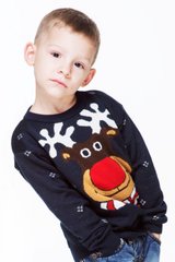 В'язаний різдвяний синій светр з оленем для хлопчиків (FM-0101), 116, шерсть, акрил