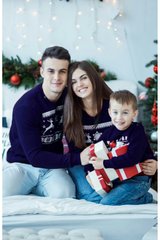 Рождественские синие семейные свитшоты с оленями (FM-0789), хлопок