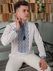Стильная мужская вышитая рубашка с длинными рукавами (chsv-73-01), 40, лен