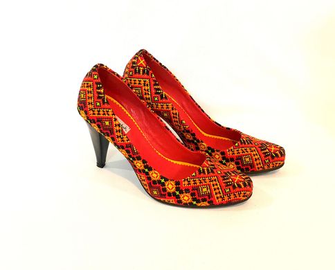 Женские стильные туфли "Гуцулка Ксения" вышивка ручной работы (AM-1066), 36