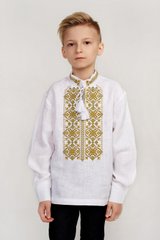 Дитяча вишиванка для хлопчика біла з китицями UKR-0134, 152