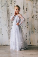 Вишита біла сукня для дівчат (D-141-01-d), 26, тіар, євро-сітка, кружево