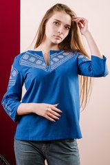 Сорочка синя з вишивкою жіноча (М-232-10), 44
