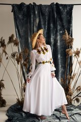 Вишита оригінальна жіноча біла сукня (D-137-01), 40, тіар