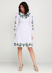 Белоснежное миди-платье с цветочной вышивкой для женщин (gpv-36-01), 40, лен, тиар