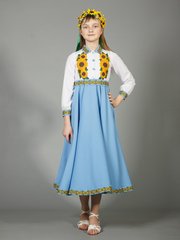 Детское вышитое платье с подсолнухами (gpv-41-01), 26, лен, тиар