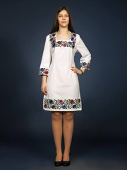 Вишита сукня з барвистим квітковим орнаментом для жінок (gpv-06-01), 40, льон, тіар
