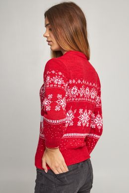 Різдвяний жіночий червоний светр з оленями (UKRS-8848), XS, шерсть, акрил