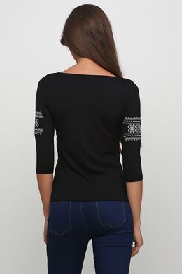Жіноча чорна вишита хрестиком футболка (М-711-25), S