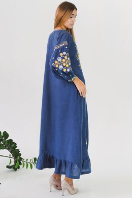 Жіноча вишита сукня Blue 3 UKR-4191, XL, льон