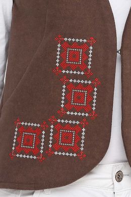 Камізелька жіноча коричнева з червоною вишивкою (М-10073-4), 42