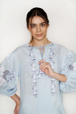 Жіноча блуза з аплікацією Pale Blue UKR-5205, XL, льон