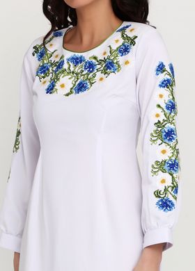 Білосніжна міді-сукня з квітковою вишивкою для жінок (gpv-36-01), 40, льон, тіар