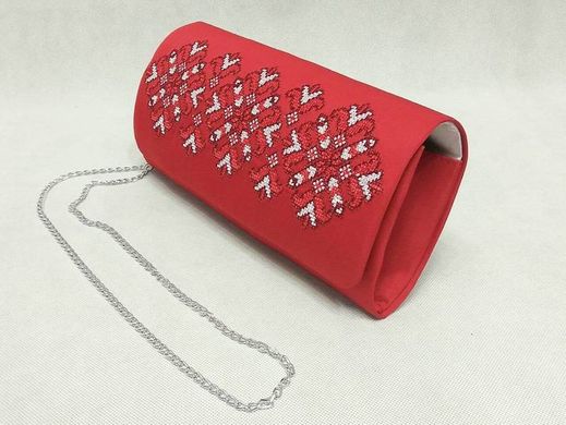 Тиар-габардиновый вышитый клатч красного цвета с орнаментом "Мечта" для женщин (KL-011-117-ch-1)