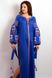 Пряме довге плаття "Квіткова фантазія" із синього льону з вишивкою для жінок (PL-055-067-L), 42