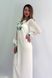 Шифоново-трикотажна довга сукня "Волошкові мрії" молочного кольору з вишивкою для жінок (PL-009-017-Tr-mlk), 42