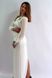 Шифоново-трикотажное длинное платье "Васильковые мечты" молочного цвета с вышивкой для женщин (PL-009-017-Tr-mlk), 42