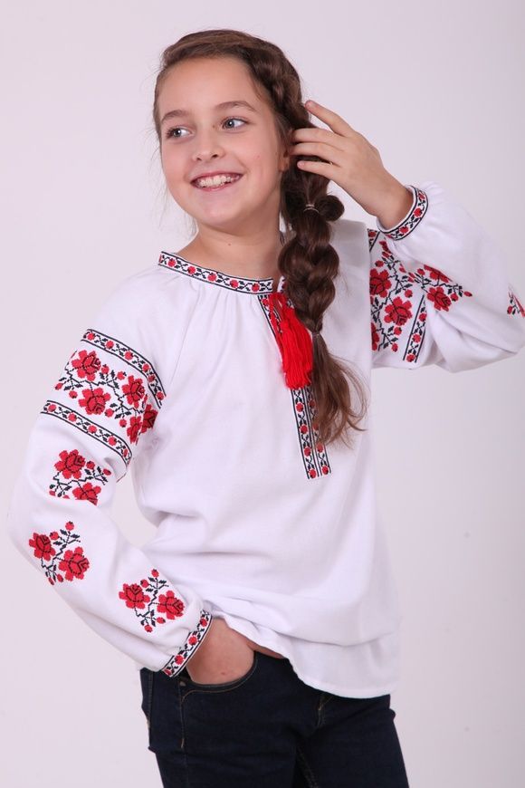 Вишиванка для дівчинки "Квіткова доріжка" (BLd-302-075-O), 140