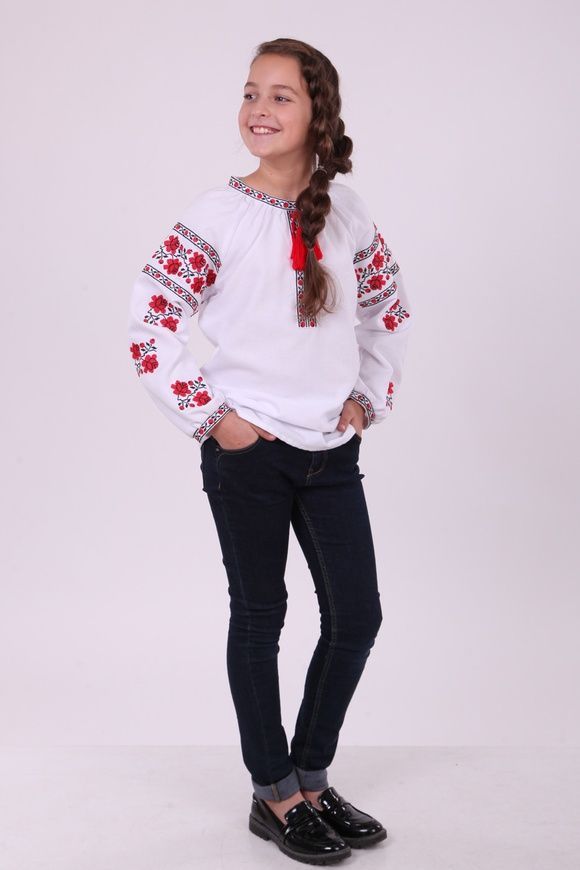 Вишиванка для дівчинки "Квіткова доріжка" (BLd-302-075-O), 140