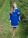 Неймовірно красиве вишите плаття синього кольору (gpv-69-01), 26, льон, тіар