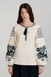 Жіноча сорочка молочного кольору з вишивкою (FM-0767), XS, льон