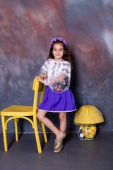 Вышиванка фиолетовая Нежность для девочки (OS-0413), 2 года, домоткане полотно
