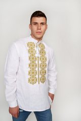 Чоловіча вишита сорочка біла з китицями UKR-1179, 54, льон