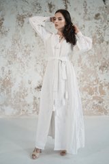 Белое длинное платье Грация из натурального льна с вышивкой для женщин (PL-031-152-L), 42