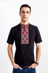 Вышитая футболка мужская черная "Казацкая" (LS-94112121-44), S, хлопок