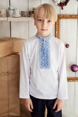 Вышиванка для мальчика "Чумацкая" белая с синей вышивкой (LS-95232135-92), 92, хлопок