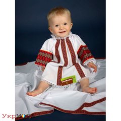 Трогательный набор для крещения с украинским красным орнаментом для маленькой доченьки (nxk-1-44-d)