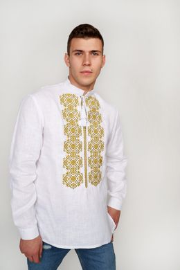 Чоловіча вишита сорочка біла з китицями UKR-1179, 54, льон