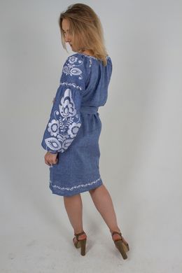 Красиве стильне жіноче вишите плаття "Бохо" (GNM-02289), 42, льон голубий