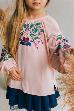 Вышитая розовая блуза с длинными рукавами для девочек (B-089-01-d), 26, креп-софт